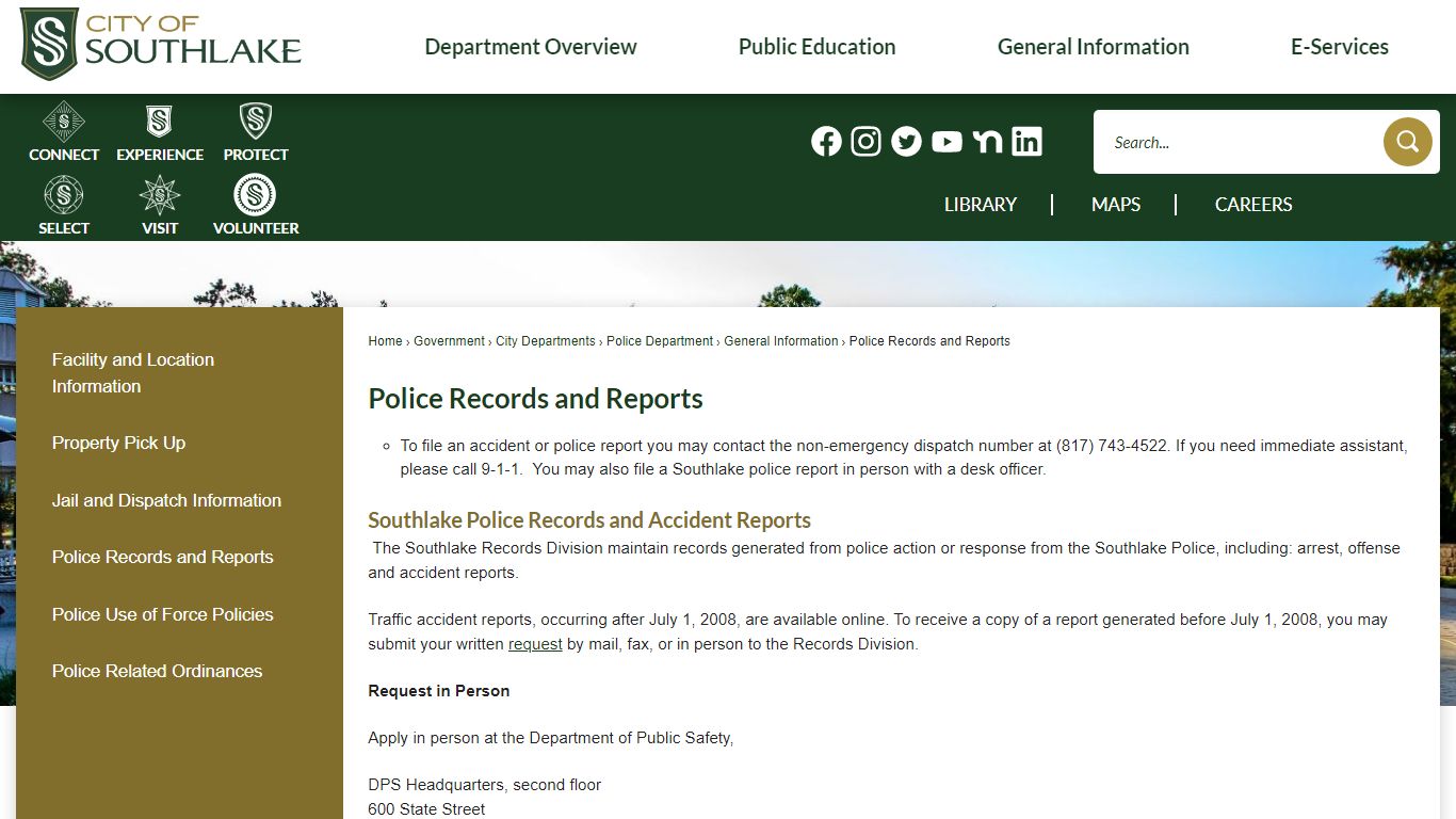 Police Records and Reports | Southlake, TX - Official Website