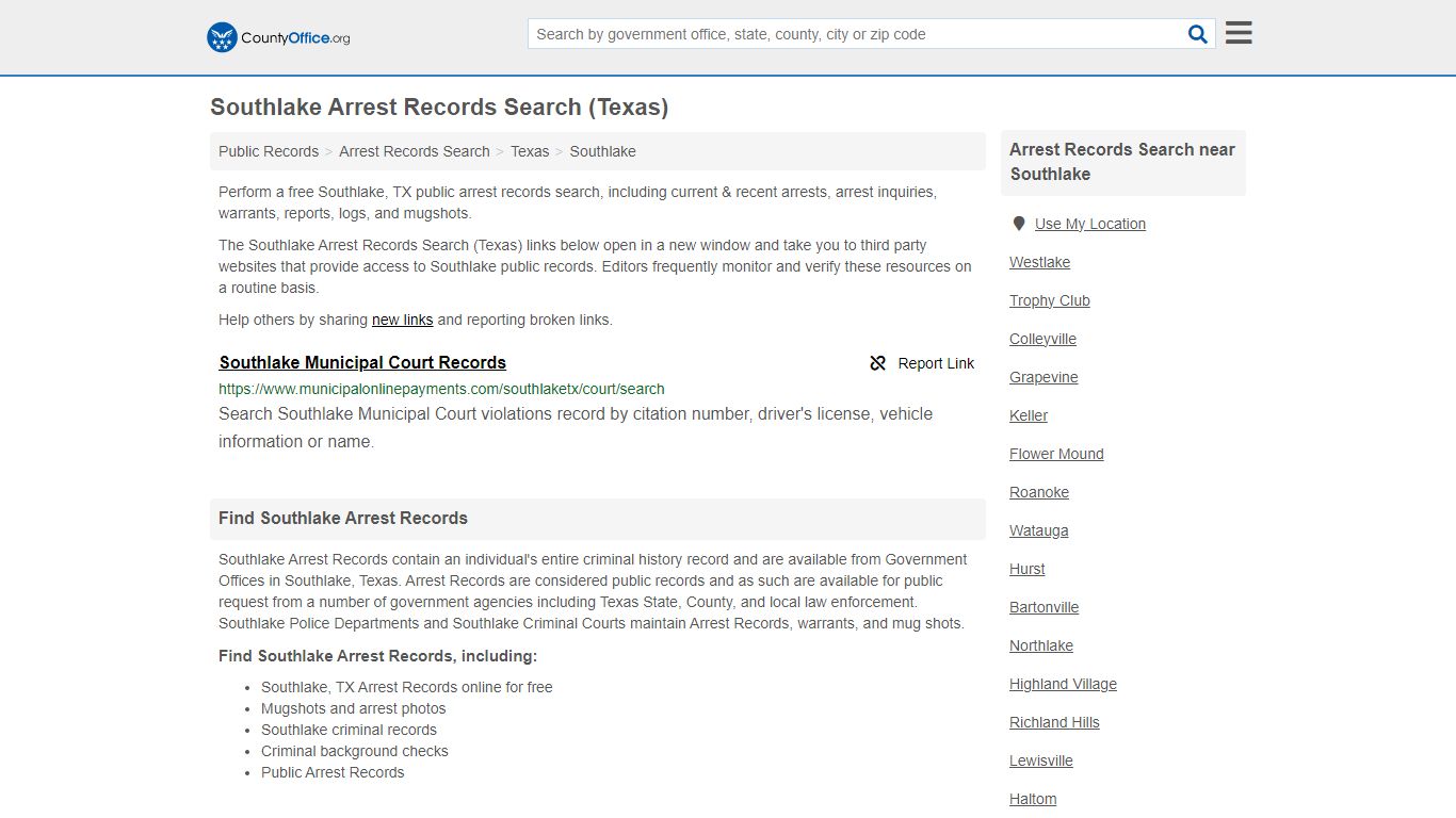 Arrest Records Search - Southlake, TX (Arrests & Mugshots) - County Office