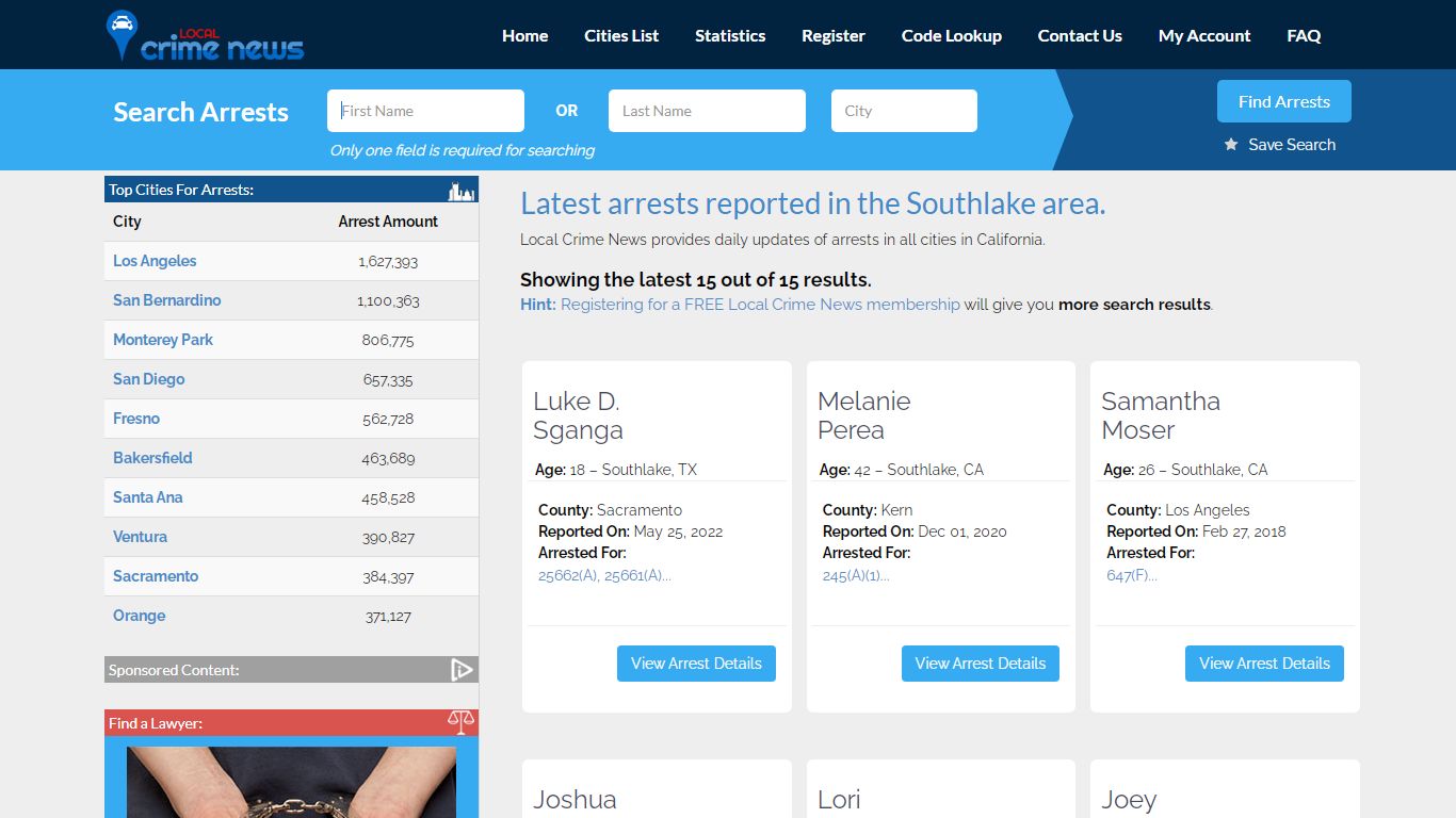 Southlake California Arrest Records | Local Crime News