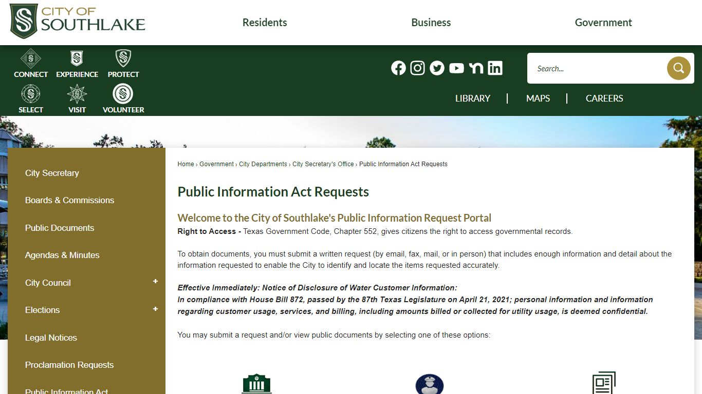 Public Information Act Requests | Southlake, TX - Official Website